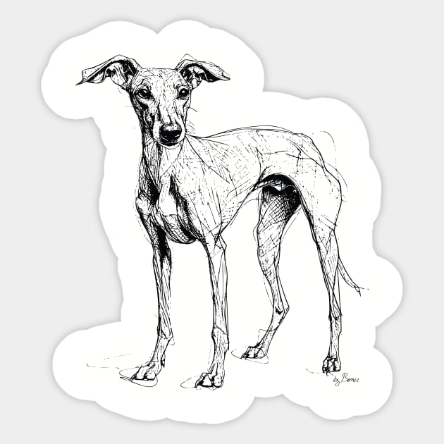 Greyhound ballpoint pen drawing Sticker by byBenci